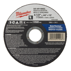 Disco Corte Metal Plano 4-1/2 X 3/64 (.045) X 7/8. MILWAUKEE