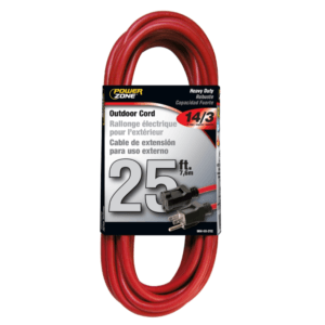Extensión Eléctrica Color Roja 14/3 AWG X 25' Capacidad 300V. POWERZONE - Imagen 1