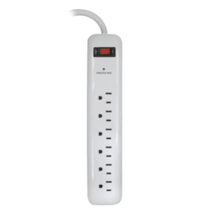 Regleta con 6 Salidas Color Blanca Prot Sobrecargas 400J de 15 Amperios 1875W 125V. POWERZONE - Imagen 1