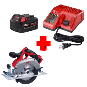 COMBO - MILWAUKEE - Cargador con Batería de 5.0 Amperios más Sierra Circular de 6-1/2