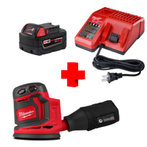 COMBO - MILWAUKEE - Cargador con Batería de 5.0 Amperios más Lijadora Orbital de 5"