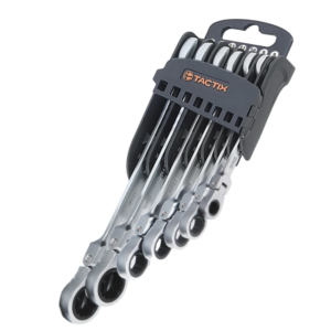 Llave Cerrada Ratchet 8 a 19MM 12PT Flexible 72T Juego 7 Piezas. TACTIX