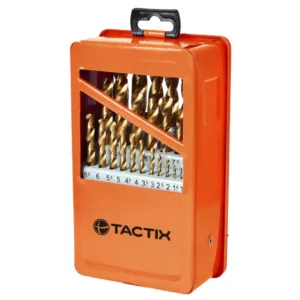 Broca HSS Cobalto Juego 1.0 a 13MM 25 Piezas Caja Metal. TACTIX