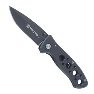 Cuchillo Acero Inoxidable 8" Plegable con Mango Aluminio Color Negro con Clip. TACTIX - Imagen 1