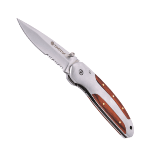Cuchillo Acero Inoxidable 7" Plegable con Mango Madera con Clip. TACTIX - Imagen 1