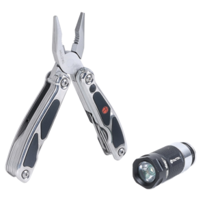 Cuchilla Multi Herramientas con Led Traveler Chica con Estuche y Caja Regalo. TACTIX