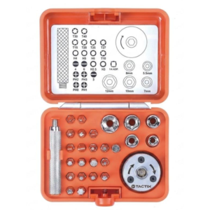 Ratchet P-1/4 Mini con Juego de 27 Piezas 5.5>12MM Socket/Punta. TACTIX