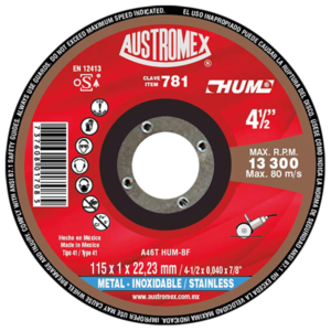 Disco Corte Metal Plano 4-1/2 X .040 (1MM) X 7/8 Hum. AUSTROMEX