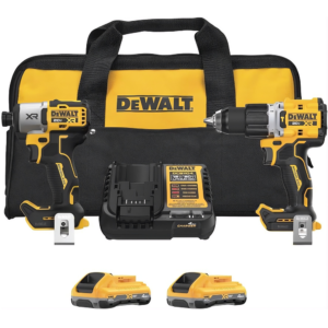 Kit Taladro Martillo de 1/2 y Atornillador Impacto de 1/4 Inalámbrico 20V Max XR Brushless con 2 Baterías de 4.0 Amperios DCD1007/DCF845 con Caja. DEWALT