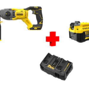 COMBO - STANLEY -  Rotomartillo de7/8 SDS Plus más Cargador Doble y Batería de 4 Amperios
