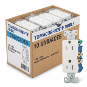 Tomacorriente Doble 15A/125V Decora STD Blanco (Caja 10). COOPER WIRING